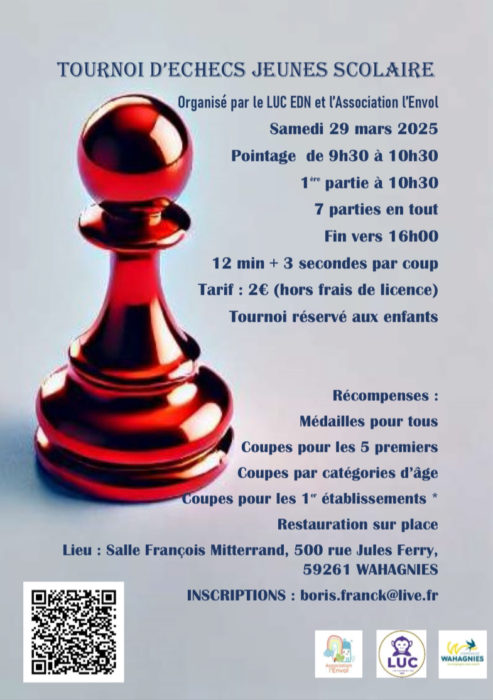 Lire la suite à propos de l’article Tournoi d’échecs jeunes scolaires