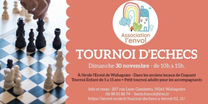 🏆 Tournoi d’échecs à L’Envol – Dimanche 30 novembre !